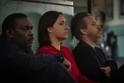 Pictured (L-R): Nakia Dillard as Janitor Wally, Keisha Castle-Hughes as Special Agent Hana Gibson, and Michael Raymond-James as Ethan McPherson.