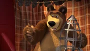 Der Bär und das Raketenmodell.