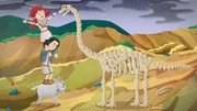 Leva und Mimo setzen mit der Hilfe der Ziege die Knochen zusammen.