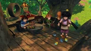 Im Versteck der Gefährten: Tuck, Robin Hood und Little John. Im Versteck der Gefährten: Tuck, Robin Hood und Little John.