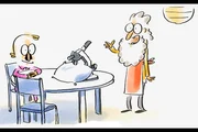 Professor Schnauzbart (li.) erklärt seinem Assistenten Nathanael (re.), dass sich in unseren Betten unzählige Milben tummeln.