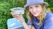 In Schleswig-Holstein darf Nina helfen, kleine Zauneidechsen auszuwildern.