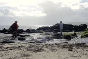 Gudrun (Sophie Ryder) und ihr Freund Olaf beobachten die Tiere am Strand.