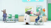 Doktor Maulwurf behandelt einen Patienten.