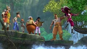 Captain Hook und seine Piraten sind auf Schatzsuche in Nimmerland unterwegs.