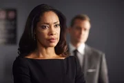 SUITS -- "Endgame" Episode 308 -- Pictured: (l-r) Jessica Pearson (Gina Torres), Harvey Specter (Gabriel Macht).