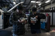 Doug and Brad cradle their twin turbos.