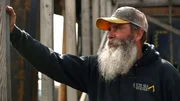 Ken Kerr looks at the structure and poles on the Myrtle Irene.