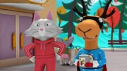 Katja und Super-Edgar sind sauer, dass Gerlinde bei der Spendenaktion nicht mitmacht.