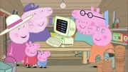 L-R: Granny Pig, Peppa Pig, Grandpa Pig, George Pig, Daddy Pig, Mummy Pig