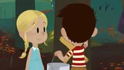 Nick und Marie-Hedwig markieren alle Eichen im Wald.