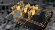 Animation eines Tempels auf Grundlage eines Grundrisses, der auf einer Steinplatte aus pharaonischer Zeit eingeritzt ist. Dies ist bisher das einzige Dokument, das zeigt, wie einer der vielen Tempel in Heliopolis wahrscheinlich ausgesehen hat. Die Steinplatte befindet sich in der Sammlung des Museo Egizio in Turin.