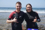 Stefan mit der Bodyboard-Weltmeisterin Alexandra Rinder