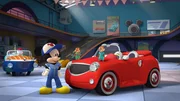 MICKEY AND THE ROADSTER RACERS - "Race for the Rigatoni Ribbon!" - Mickey and the gang compete against Piston Pietro throughout Rome, while a runaway giant meatball chases after Goofy. DONALD DUCK, MICKEY MOUSE, CHIP, DALE