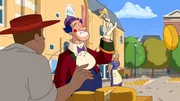 Clown Rupert macht eine Käseprobe auf dem Käsemarkt von Alkmaar.