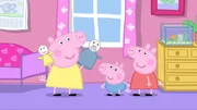 L-R: Chlo&eacute; Pig, George Pig, Peppa Pig
