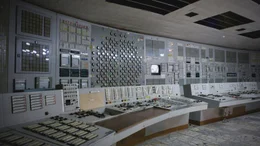 Kontrollraum in Atomkraftwerk Tschernobyl.