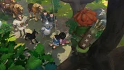 Der Sheriff, seine Söhne, die Wache und Hund Flynn haben den Wagen mit Lebensmitteln der Dorfbewohner beladen und sind auf dem Weg ins Schloss. Robin Hood und seine Gefährten Little John und Tuck versuchen, sie aufzuhalten.