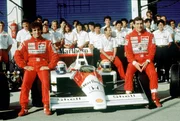 Ayrton Senna and Alain Prost with Team Honda / McLaren in GP Tio Pepe d'Espana in Jerez de La Frontera, Spain in 1988.