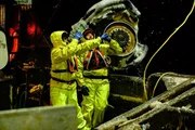 An icy launcher aboard the Cornelia Marie.