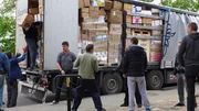 Lkw-Entladung.