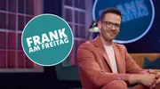 Key Visual/Cover Sendereihenbild mit Typo zu "Frank am Freitag". Martin Frank lädt Prominente aus den Bereichen Comedy, Schauspiel, Sport oder Musik ein, um in unterhaltsamen Talks Überraschendes zu Tage zu fördern und einen unorthodoxen Blick auf gesellschaftlich relevante Probleme zu werfen.