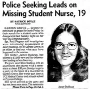 Zeitungsartikel über die vermisste Person Janet Stallcup Zeitungsartikel über die vermisste Person Janet Stallcup