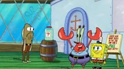 Mr. Krabs (m.), SpongeBob (r.)