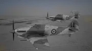 Ein computergeneriertes Bild zeigt Hawker Hurricanes, die am Himmel fliegen.