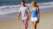 Adam(left) and Whitney(right) reviewing houses to make a decision on which house to purchase St. George Island HGTV How Close I Can Beach