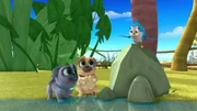 L-R: Bingo (voiced by Issac Ryan Brown), Rolly (voiced by Sam Lavagnino), Nelly (voiced by  Grey DeLisle