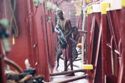 Barkhad Adbi in Columbia Pictures' "Captain Phillips," starring Tom Hanks.