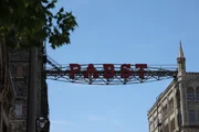 Milwaukee, WI USA: A Pabst sign that hangs in the sky, hoisted up between 2 buildings. Milwaukee, WI USA: A Pabst sign that hangs in the sky, hoisted up between 2 buildings.