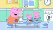 v.li.: Mummy Pig, George Pig, Peppa Pig. v.li.: Mummy Pig, George Pig, Peppa Pig.