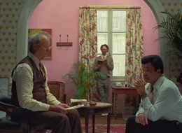 L-R: Arthur Howitzer, Jr. (Bill Murray), Cheery Writer (Wallace Wolodarsky), Roebuck Wright (Jeffrey Wright)