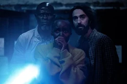 Djimon Hounsou as &ldquo;Henri&rdquo;, Lupita Nyong&rsquo;o as &ldquo;Samira&rdquo; and Alex Wolff as &ldquo;Reuben&rdquo; in A Quiet Place: Day One from Paramount Pictures.