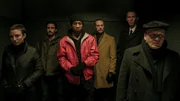 (L - R) Caitlin Ewald as Anita, James Ransone as Ellison, Jonathan Majors as Rafe, Ben Daniels as Daniel, Lawrence Grimm as Hayes, and Gus Van Swearingen as Eddie the Priest in Rupert Wyatt's CAPTIVE STATE, a Focus Features release.  Credit: Parrish Lewis / Focus Features; CS_Day16_0397.arw; (L - R) Caitlin Ewald as Anita, James Ransone as Ellison, Jonathan Majors as Rafe, Ben Daniels as Daniel, Lawrence Grimm as Hayes, and Gus Van Swearingen as Eddie the Priest in Rupert Wyatt's CAPTIVE STATE.
