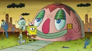 Squidward (l.), SpongeBob (m.)