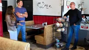 Chef Robert Ivine talks with Taniya Nayak and Tom Bury, restaurant designers, about the plans to remodel Ranch House in Ash Fork, AZ, as seen on Restaurant: Impossible Season 20.