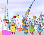 Altair (1.v.li.) versucht sich im Angeln.