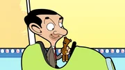 L-R: Mr. Bean (voiced by Rowan Atkinson), Teddy – Mr. Bean's lifelong best friend