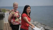 Real estate agent Nancy Petruska and homebuyer Norma check out the beautiful bay views at the Grandview House, as seen on HGTV's Beach Hunters. Real estate agent Nancy Petruska and homebuyer Norma check out the beautiful bay views at the Grandview House, as seen on HGTV's Beach Hunters.