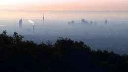 Blick auf Wien vom Himmel.