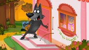 Der Wolf klopft an der Tür der Großmutter.