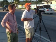 Behind the scenes: Producer Darren Coyle with Director of Photography Ted Tuel.