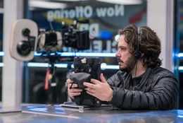 Director Edgar Wright on the set of TriStar Pictures' BABY DRIVER.