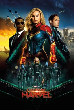 Samuel L. Jackson ( Nick Fury), Brie Larson (Carol Danvers / Vers / Captain Marvel), Jude Law (Yon-Rogg)