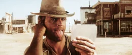 Nobody (Terence Hill) trainiert flei&szlig;ig f&uuml;r den gro&szlig;en Kiss-Lookalike-Contest ...