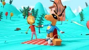 Super-Edgar und Gina verbringen ein schönes Picknick zu zweit.