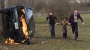 Helen Benson (Jennifer Connelly, left), her stepson Jacob Benson (Jaden Smith) and Klaatu (Keanu Reeves) race to stop an imminent global catastrophe.